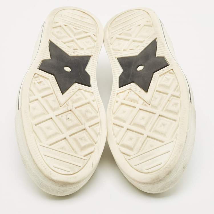 Pre Owned Dior White Fabric Walk'n'Dior Lace Up High-Top Sneakers Size 38
