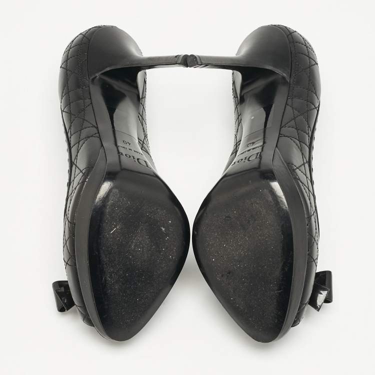 Pre Owned Dior Black Cannage Leather Lovely Peep Toe Pumps Size 40