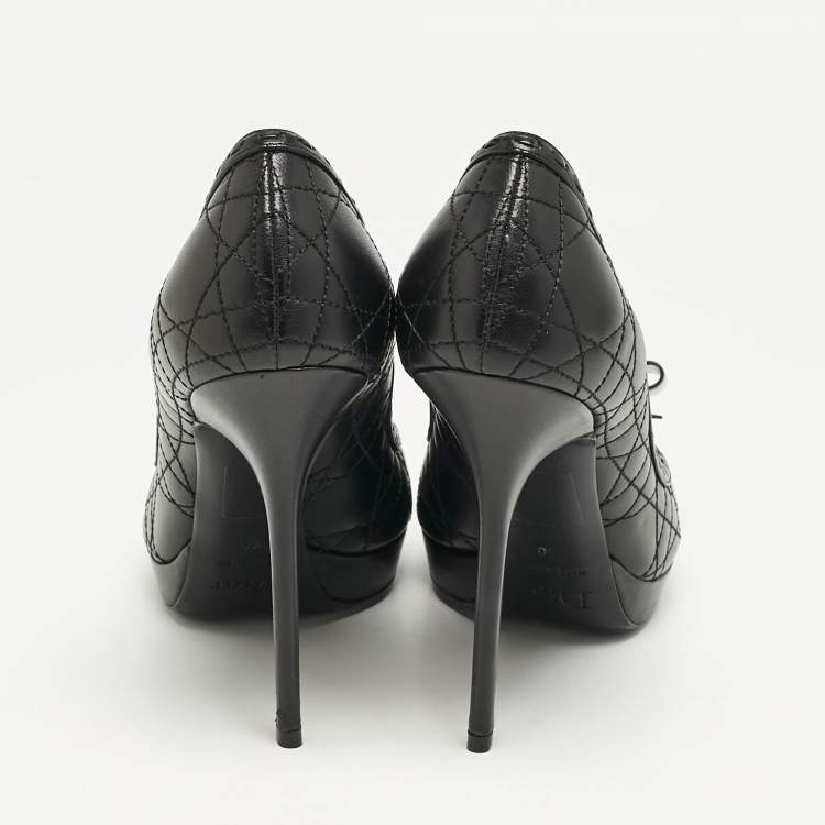 Pre Owned Dior Black Cannage Leather Lovely Peep Toe Pumps Size 40