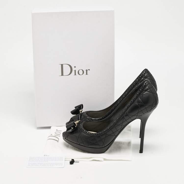 Pre Owned Dior Black Cannage Leather Lovely Peep Toe Pumps Size 40