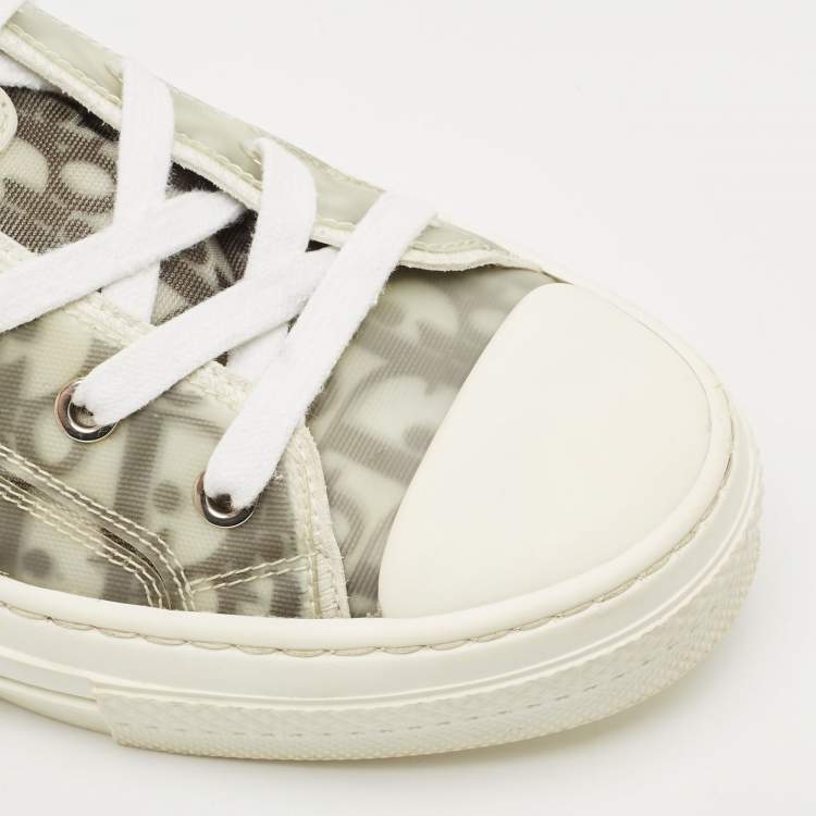 Pre Owned Dior Metallic Grey Oblique Jacquard B23 High Top Sneakers Size 40