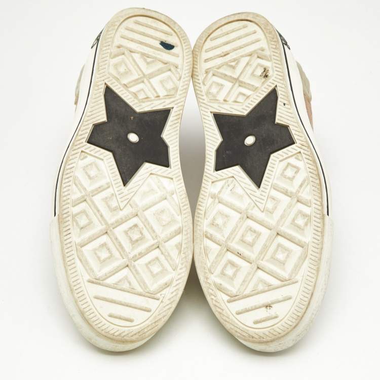 مملوكة مسبقًا Dior Beige Knit Fabric Walk'n'Dior High Top Sneakers Size 36