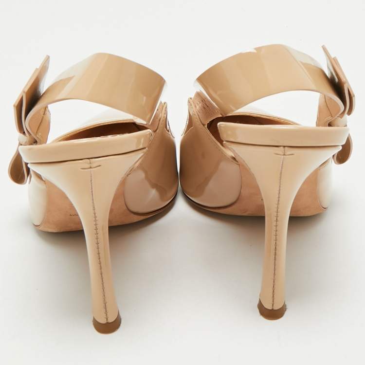 Pre Owned Dior Beige Patent Leather J'Adior Slingback Pumps Size 39