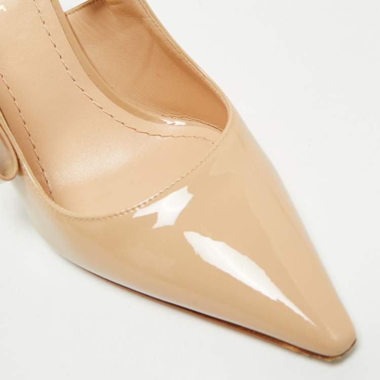 Pre Owned Dior Beige Patent Leather J'Adior Slingback Pumps Size 39