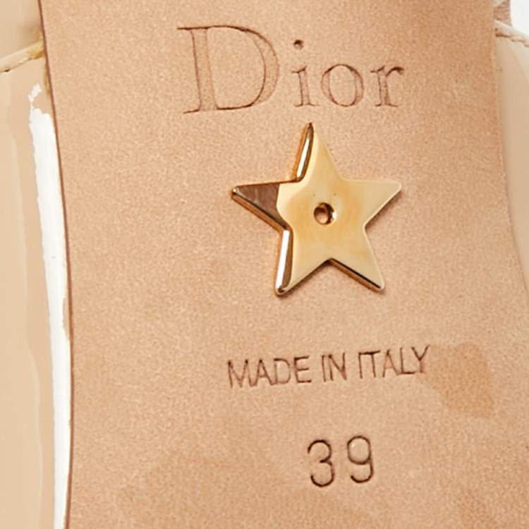 Pre Owned Dior Beige Patent Leather J'Adior Slingback Pumps Size 39