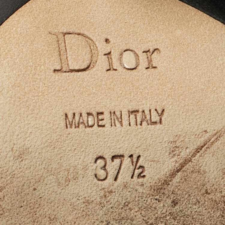 Pre Owned Dior Black Leather Ankle Tie Up Mules Size 37.5