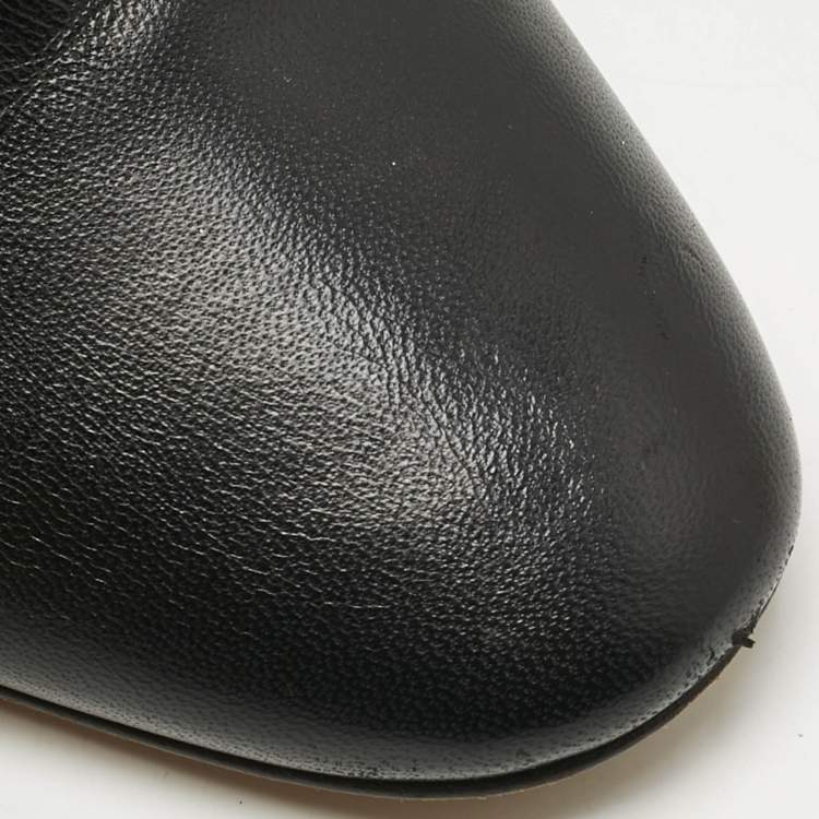 Pre Owned Dior Black Leather Ankle Tie Up Mules Size 37.5