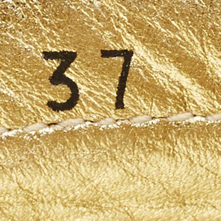 مملوكة مسبقًا Dior Gold Leather 'CD' Logo Ballet Flats Size 38