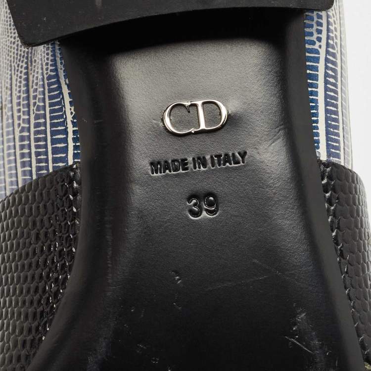 Pre Owned Dior Black Croc and Lizard Embossed Leather Nomade Pointy Ankle Length Boots Size 39