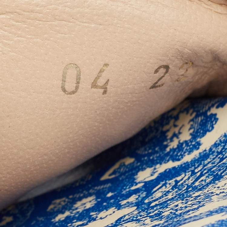 Dior Blue/White Toile De Jouy Embroidered Canvas Dway Flat Slides Size 36.5