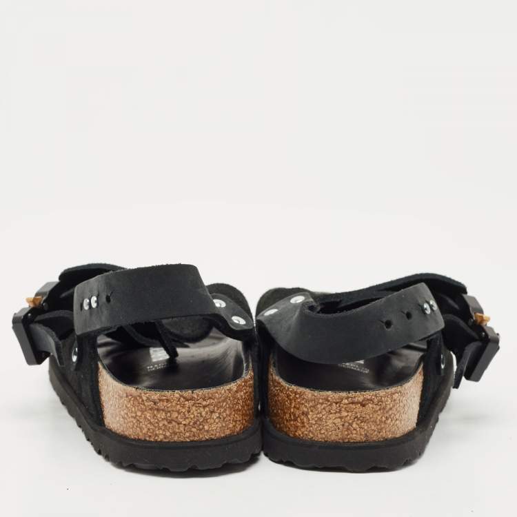 Pre Owned Dior x Birkenstock Black Suede and Nubuck Leather Milano Sandals Size 37