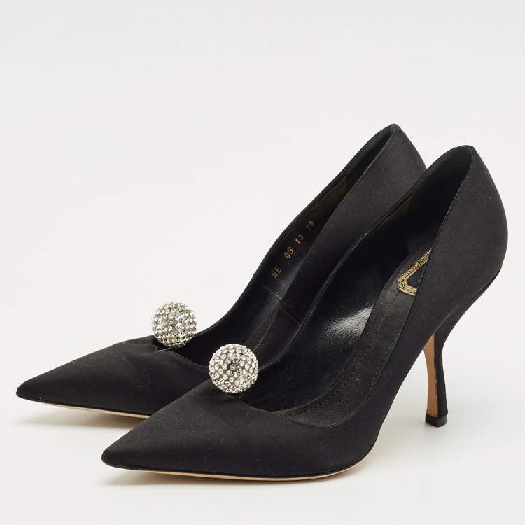 Pre Owned Dior Black Satin Comete Pointed Toe Pumps Size 39         