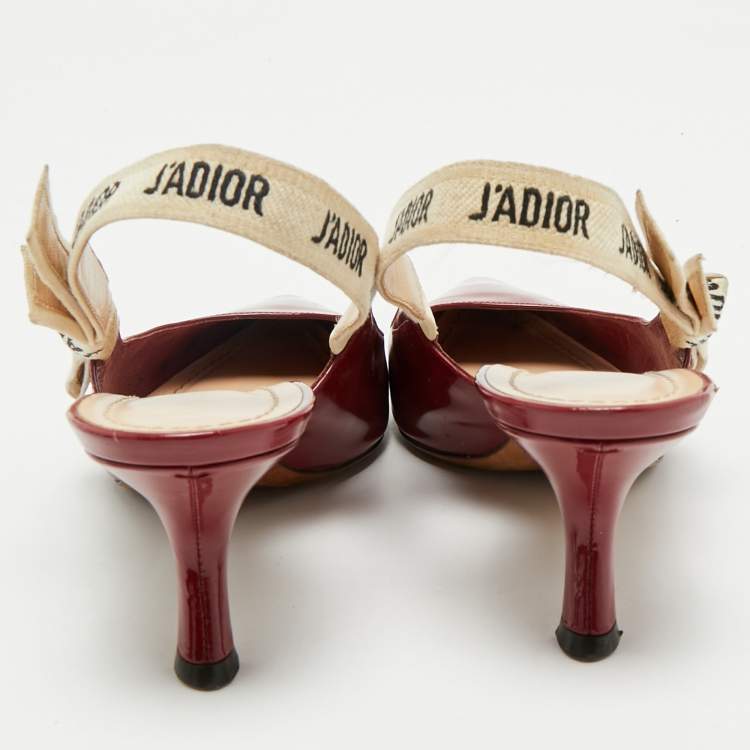 Pre Owned Dior Red Patent Leather J'Adior Slingback Pumps Size 39.5