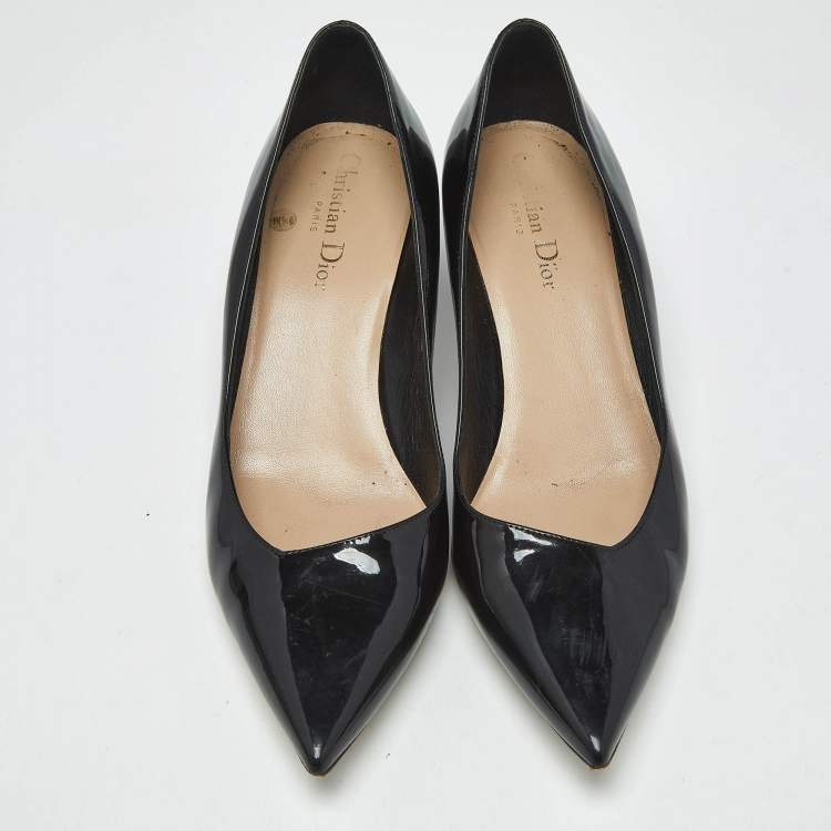 Pre Owned Dior Black Patent Leather Pointed Toe Pumps Size 39.5