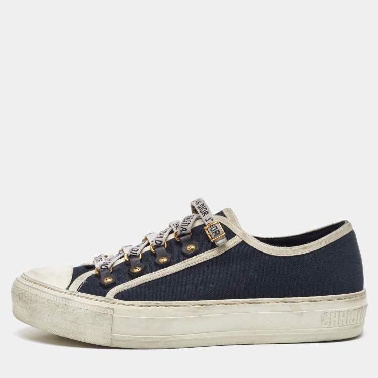 Pre Owned Dior Navy Blue Canvas Walk'n'Dior Low Top Sneakers Size 38