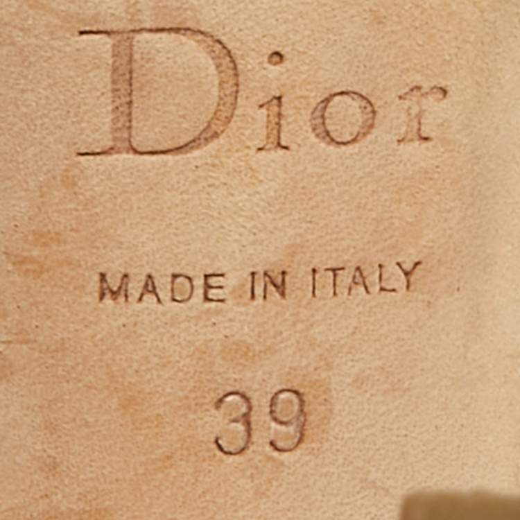 Pre Owned Dior Silver Leather Logo Slingback Sandals Size 39