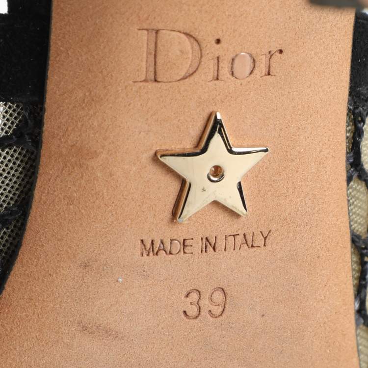 Pre Owned Dior Black Mesh and Suede J'Adior Slingback Pumps Size 39