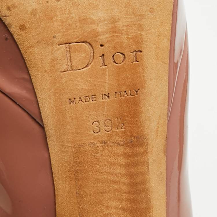 Pre Owned Dior Old Rose Pink Patent Leather Miss Dior Peep Toe Platform Pumps Size 39.5