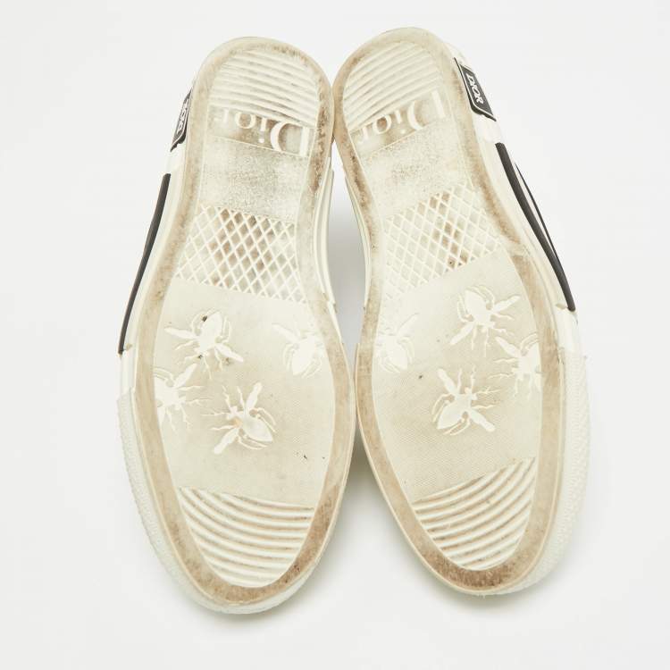 Pre Owned Dior White/Black Oblique Mesh and Rubber B23 High Top Sneakers Size 41