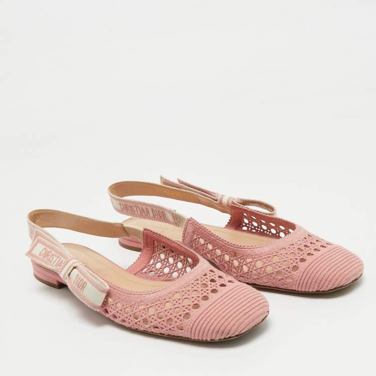 Pre Owned Dior Pink Fabric Moi Slingback Flat Sandals Size 39