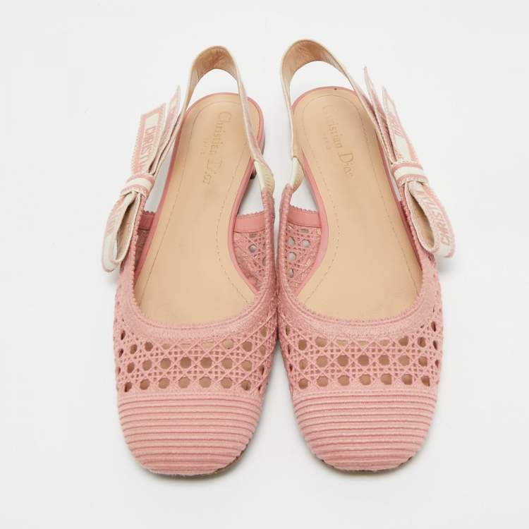 Pre Owned Dior Pink Fabric Moi Slingback Flat Sandals Size 39
