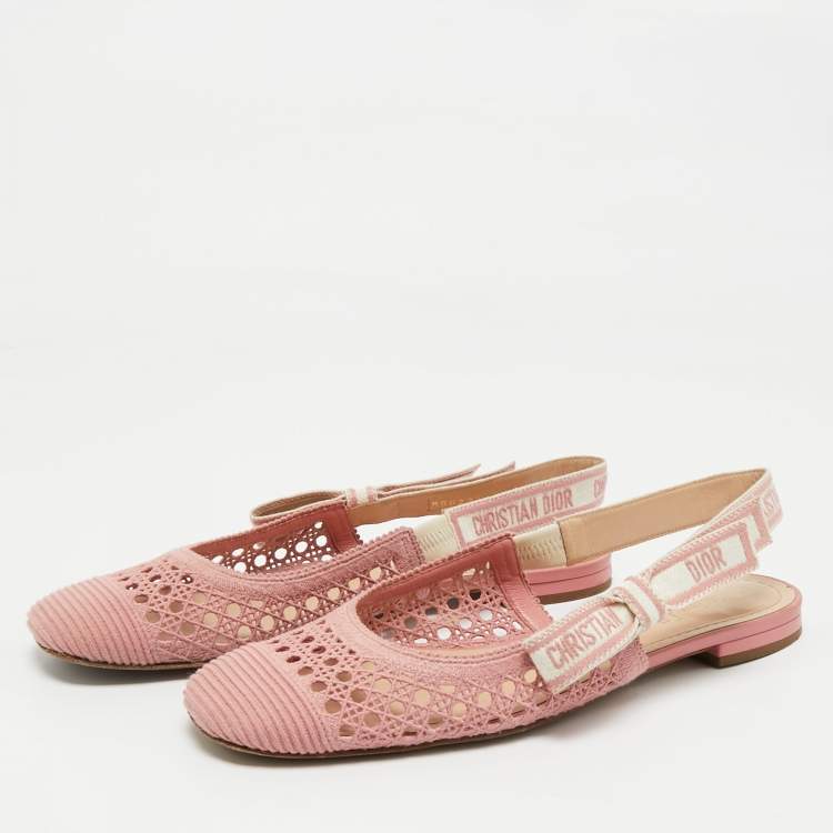 Pre Owned Dior Pink Fabric Moi Slingback Flat Sandals Size 39