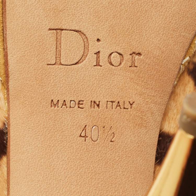 Pre Owned Dior Beige/Brown Calf Hair and Suede Peep Toe Slingback Pumps Size 40.5