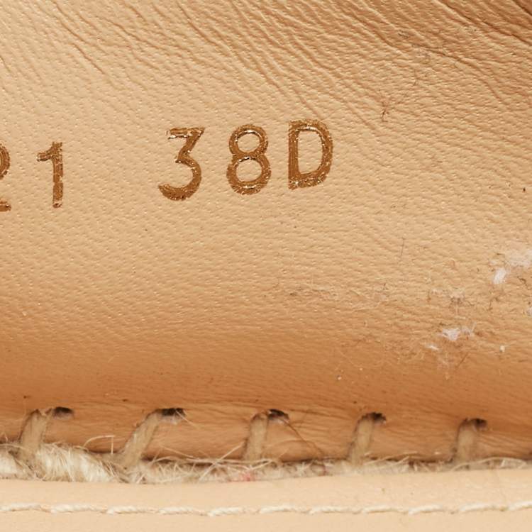 Pre Owned Dior Dark Blue/Beige Oblique Embroidered Canvas Granville Espadrille Flats Size 38