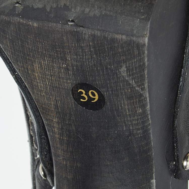 Pre Owned Dior Black Leather Open Toe Platform Slingback Sandals Size 39