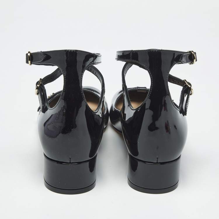Pre Owned Dior Black Patent Leather Aime Mary Jane Pumps Size 38.5
