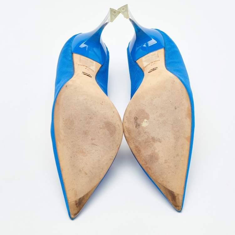 Pre Owned Dior Blue Fabric Songe Perspex Heel Pointed Toe Pumps Size 40