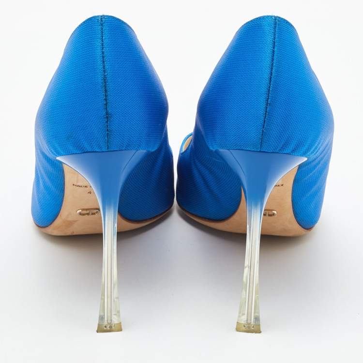 Pre Owned Dior Blue Fabric Songe Perspex Heel Pointed Toe Pumps Size 40