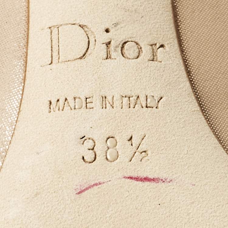 Pre Owned Dior Beige Nubuck Cherie Pointed Toe Pumps Size 38.5