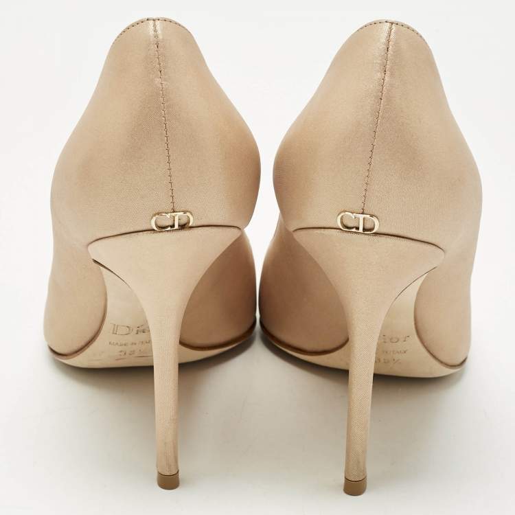 Pre Owned Dior Beige Nubuck Cherie Pointed Toe Pumps Size 38.5
