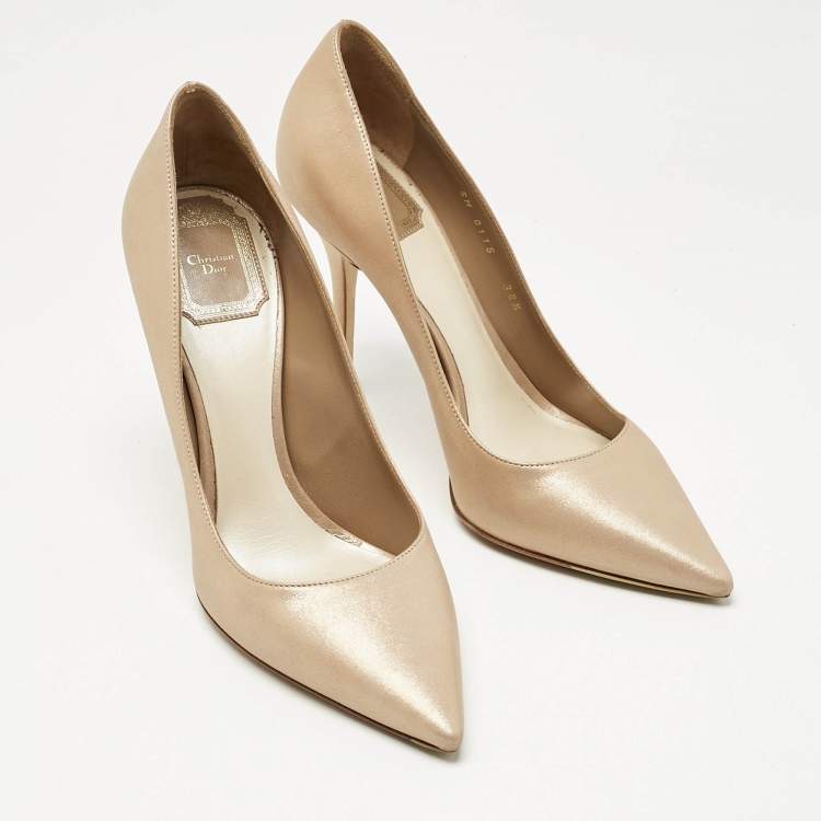 Pre Owned Dior Beige Nubuck Cherie Pointed Toe Pumps Size 38.5