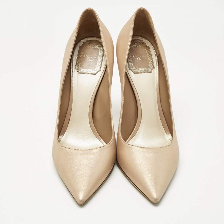 Pre Owned Dior Beige Nubuck Cherie Pointed Toe Pumps Size 38.5