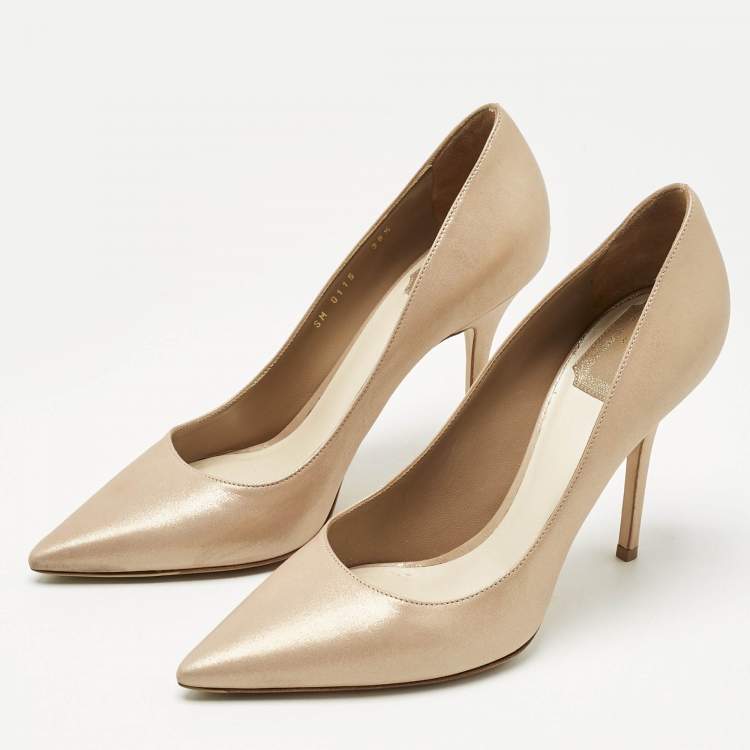 Pre Owned Dior Beige Nubuck Cherie Pointed Toe Pumps Size 38.5