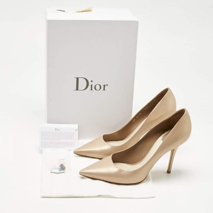Pre Owned Dior Beige Nubuck Cherie Pointed Toe Pumps Size 38.5