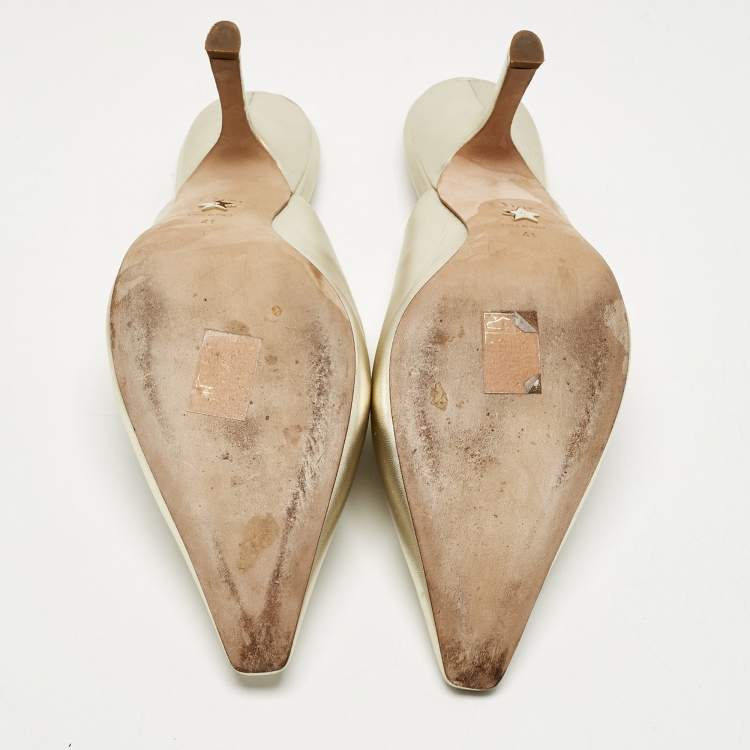 Pre Owned Dior Metallic Gold Leather Mules Size 41