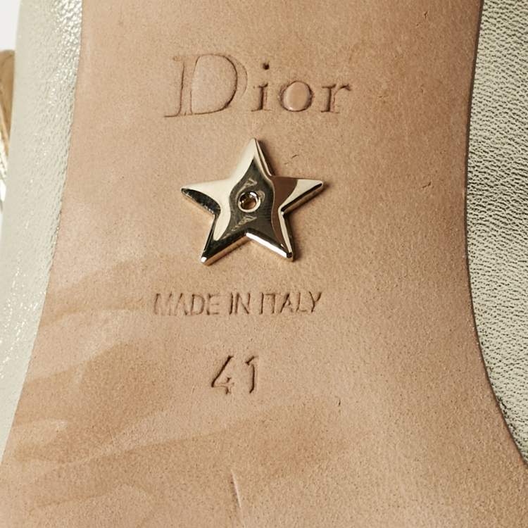 Pre Owned Dior Metallic Gold Leather Mules Size 41