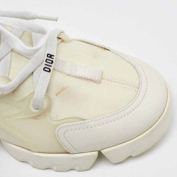 Pre Owned Dior White Neoprene and Leather D-Connect Sneakers Size 38