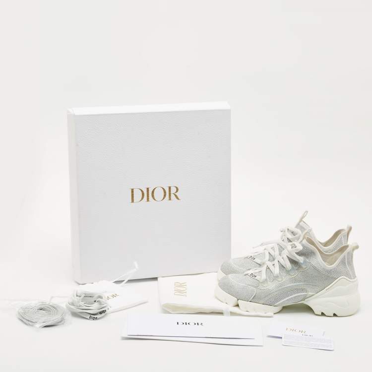 Pre Owned Dior Silver Knit Fabric D-Connect Sneakers Size 37.5