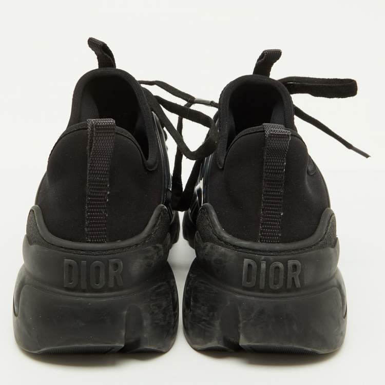 Pre Owned Dior Black Neoprene, Leather and Rubber D-Connect Low Top Sneakers Size 37