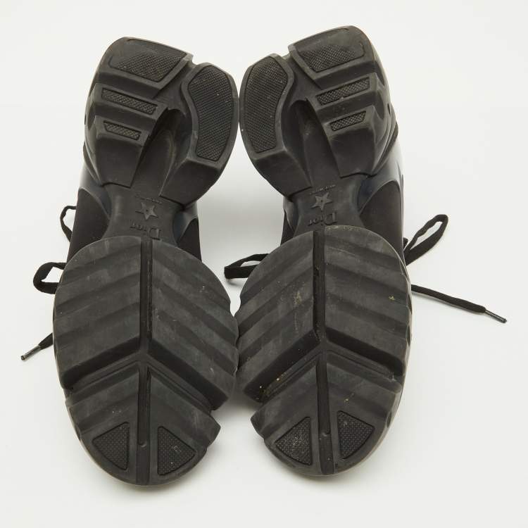 Pre Owned Dior Black Neoprene, Leather and Rubber D-Connect Low Top Sneakers Size 37
