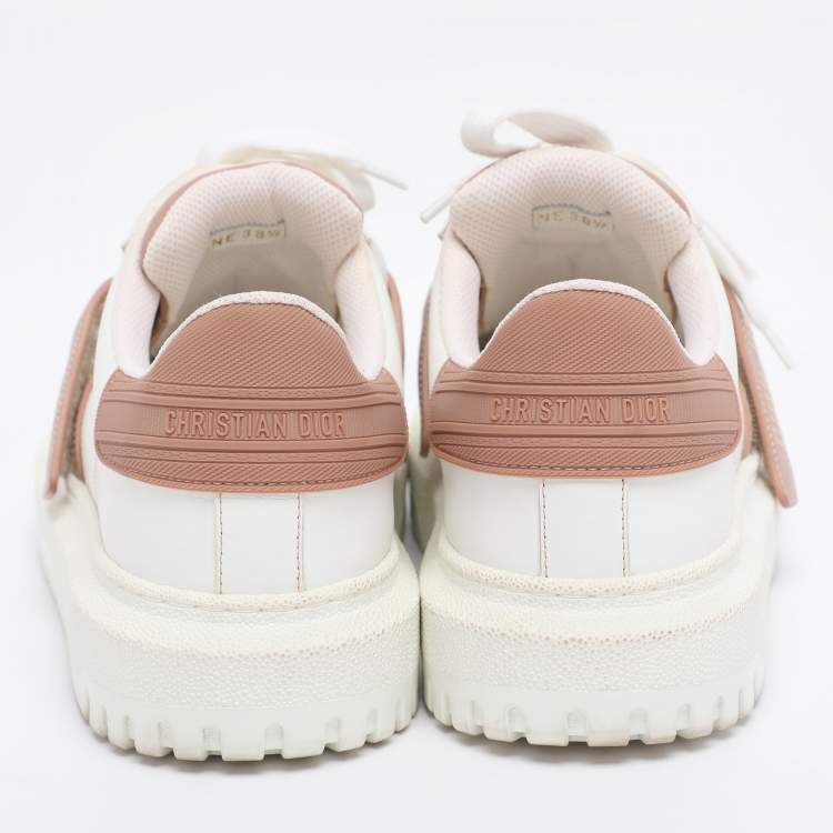 Pre Owned Dior White/Beige Leather and Rubber Dior ID Low Top Sneakers Size 38.5