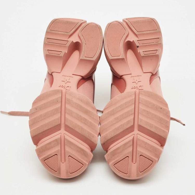 Pre Owned Dior Pink Neoprene and Leather D-Connect Sneakers Size 36.5