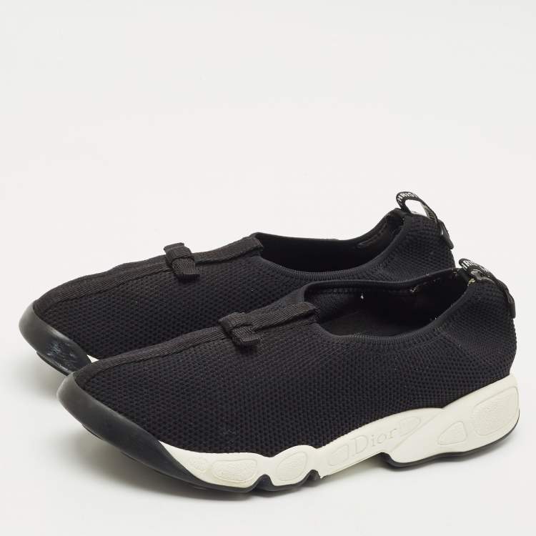 Pre Owned Dior Black Mesh Fusion Slip On Sneakers Size 37