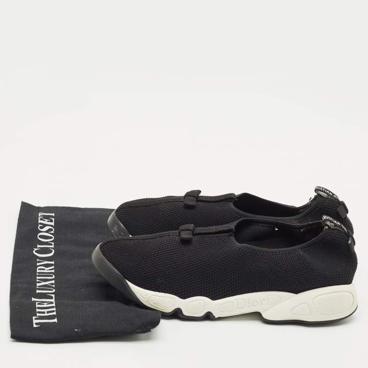 Pre Owned Dior Black Mesh Fusion Slip On Sneakers Size 37