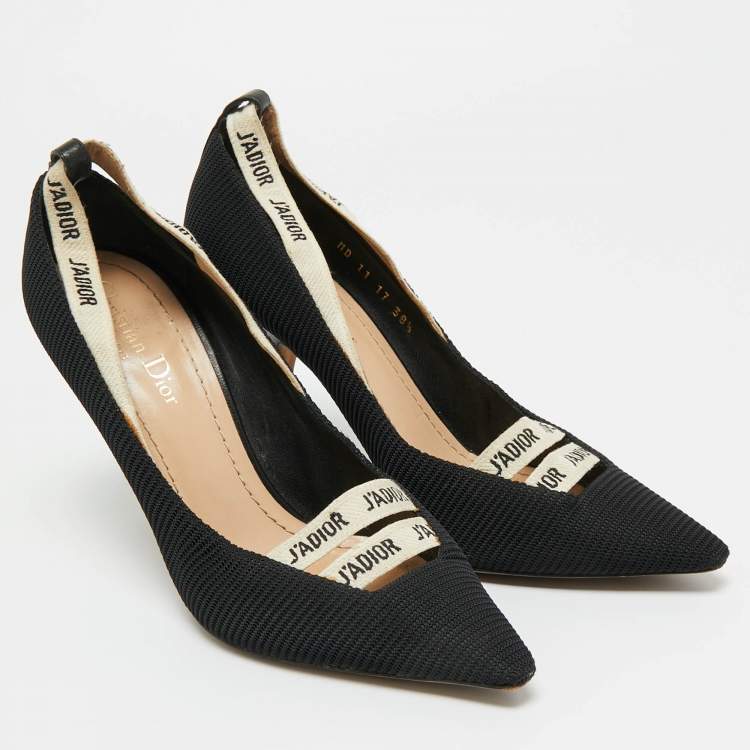 Pre Owned Dior Black Knit Fabric J'Adior Pumps Size 38.5