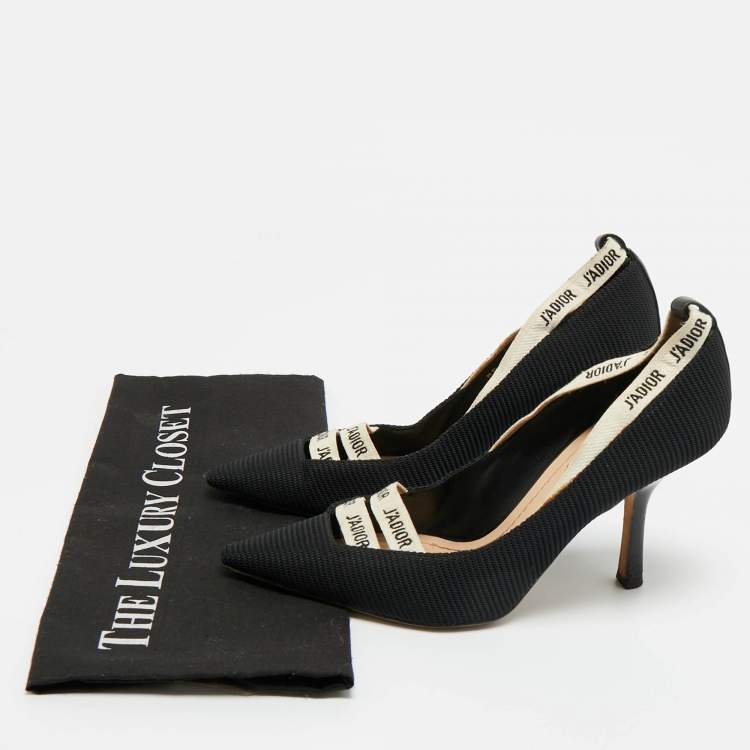 Pre Owned Dior Black Knit Fabric J'Adior Pumps Size 38.5